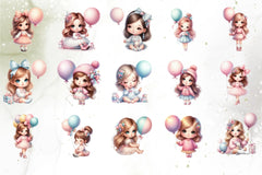 Girl Balloon Clipart Bundle - CraftNest - Digital Crafting and Art
