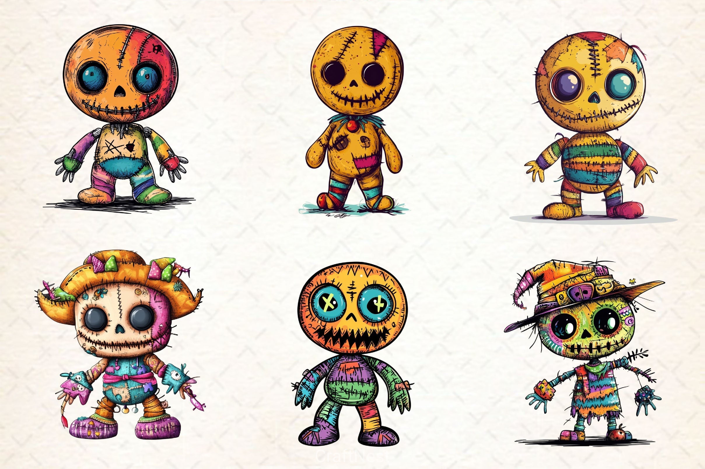 Halloween Voodoo Doll Copy Clipart Bundle