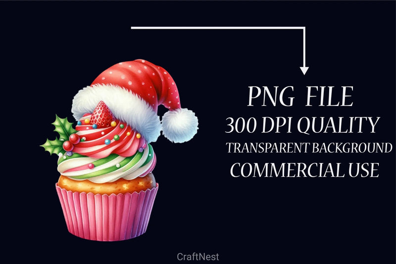 Christmas Cupcakes Clipart Bundle - CraftNest - Digital Crafting and Art