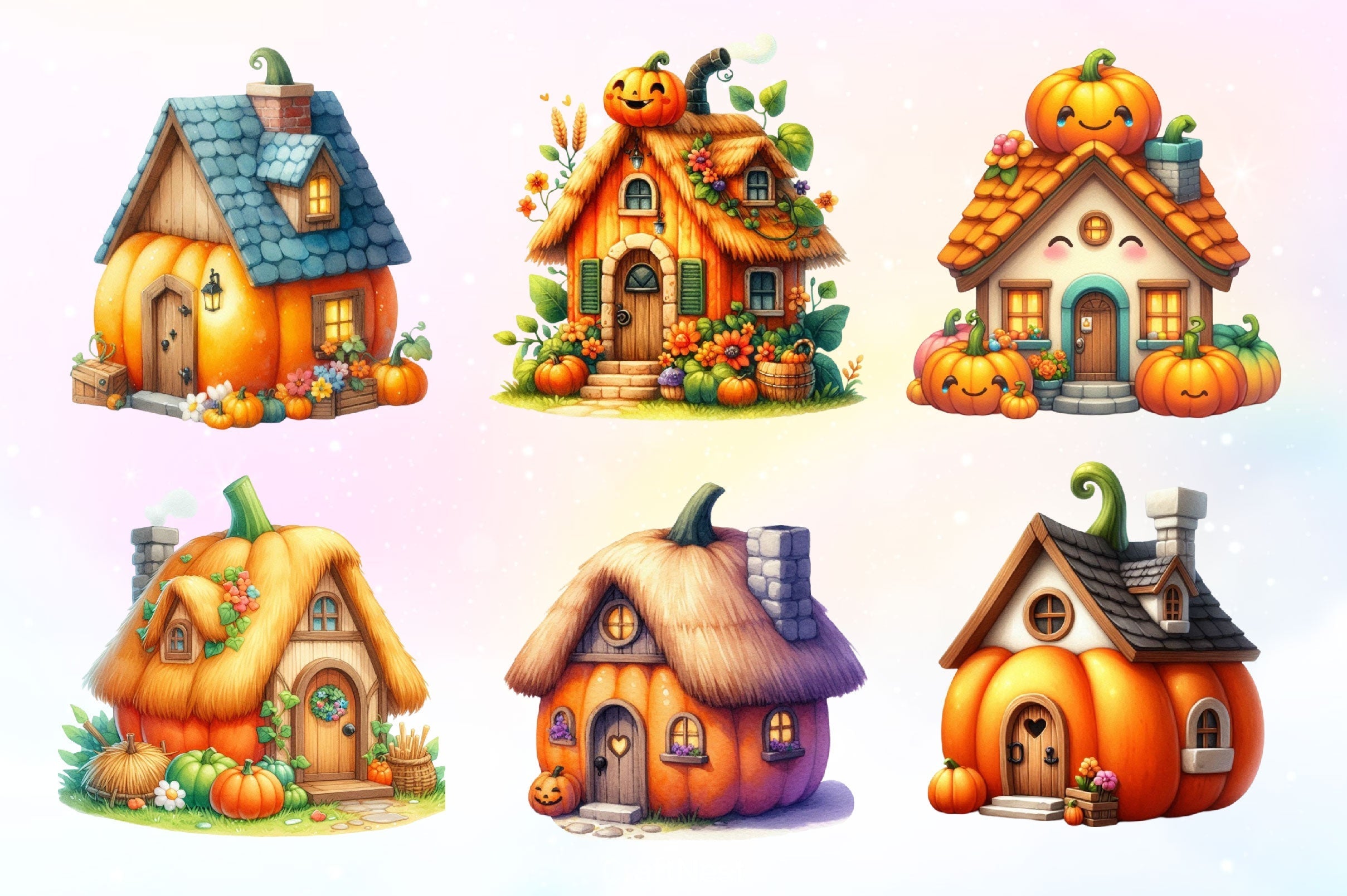 Pumpkin Cottage Clipart Bundle 2