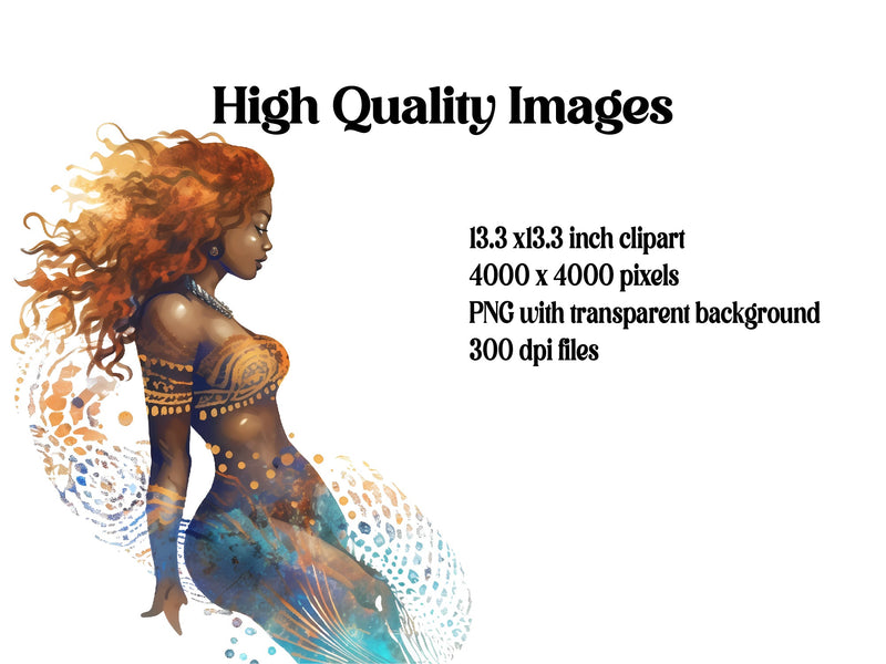 Black Mermaids Clipart - CraftNest