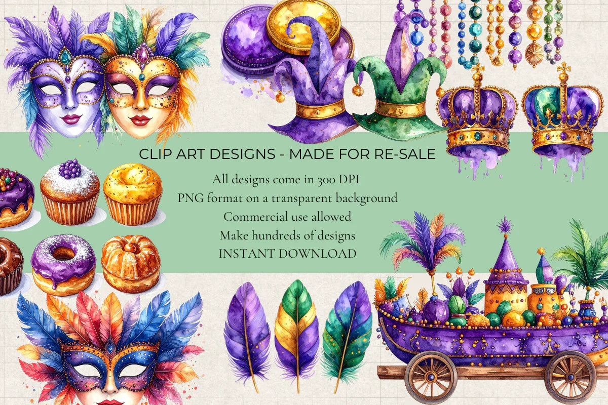 Mardi Gras Carnival Clipart - CraftNest - Digital Crafting and Art