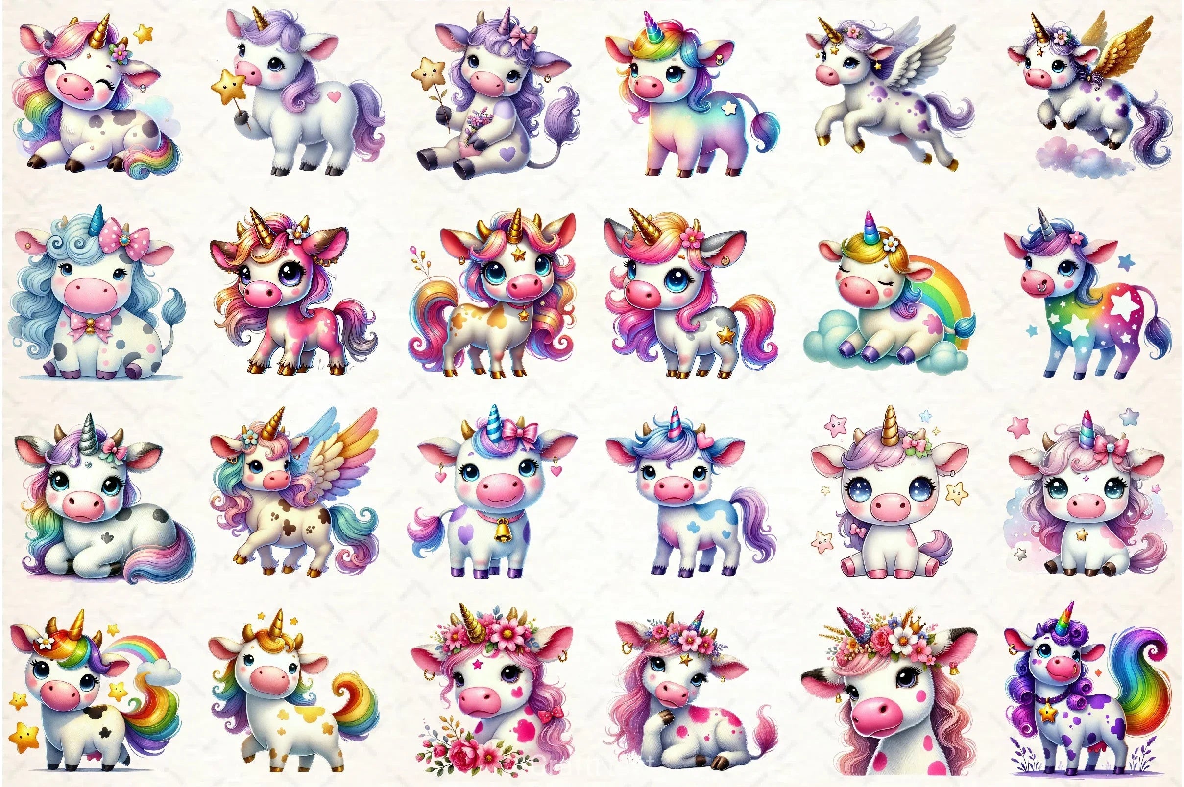 Unicorn Cow Clipart Bundle 19 - CraftNest - Digital Crafting and Art