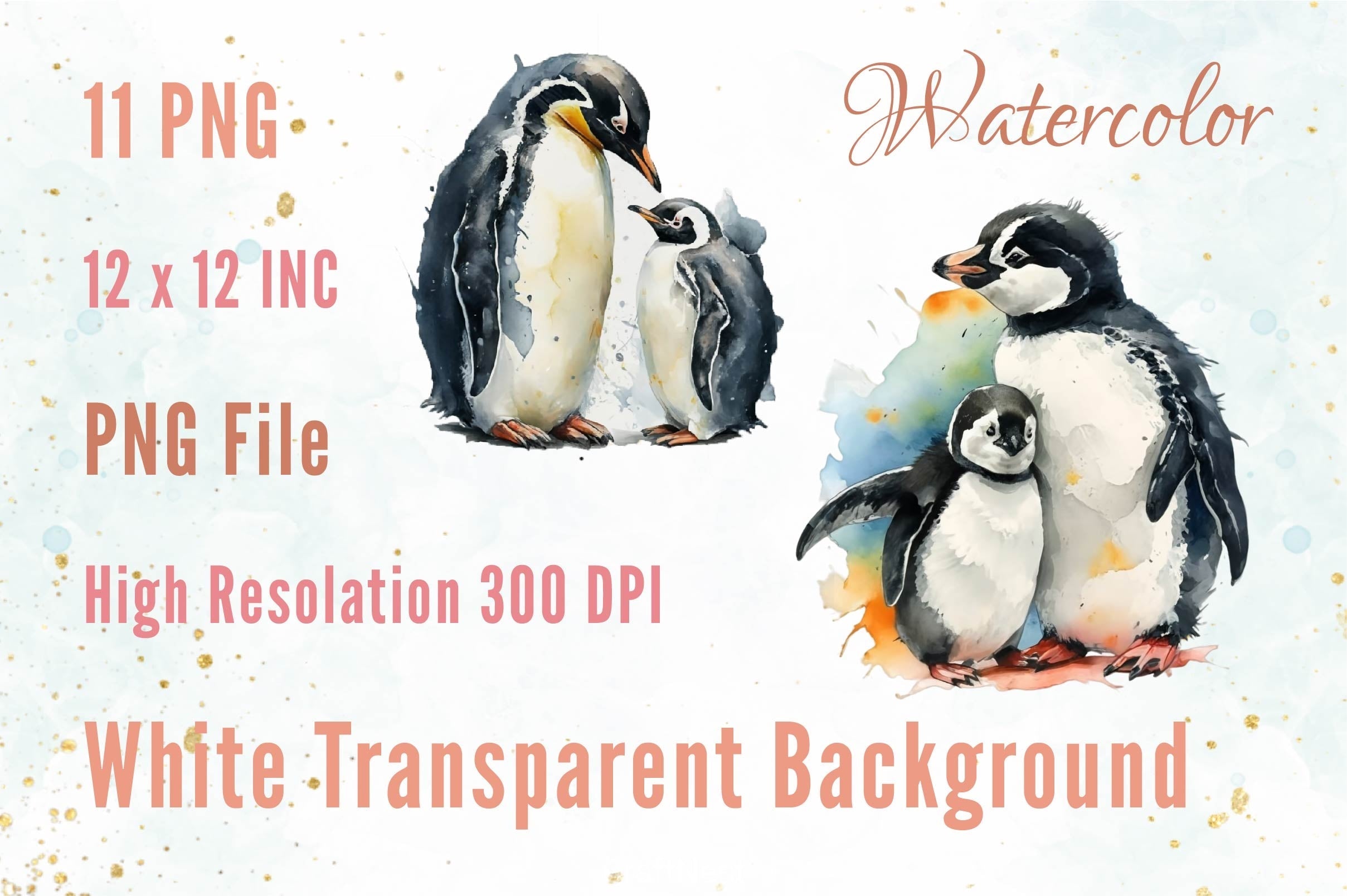 Penguin Mom And Baby Clipart Bundle