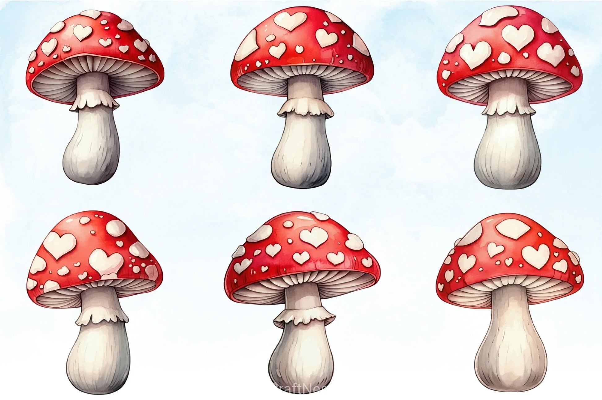 Valentine's Day Mushroom Clipart Bundle - CraftNest - Digital Crafting and Art