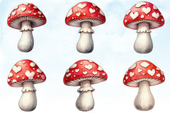 Valentine's Day Mushroom Clipart Bundle - CraftNest - Digital Crafting and Art