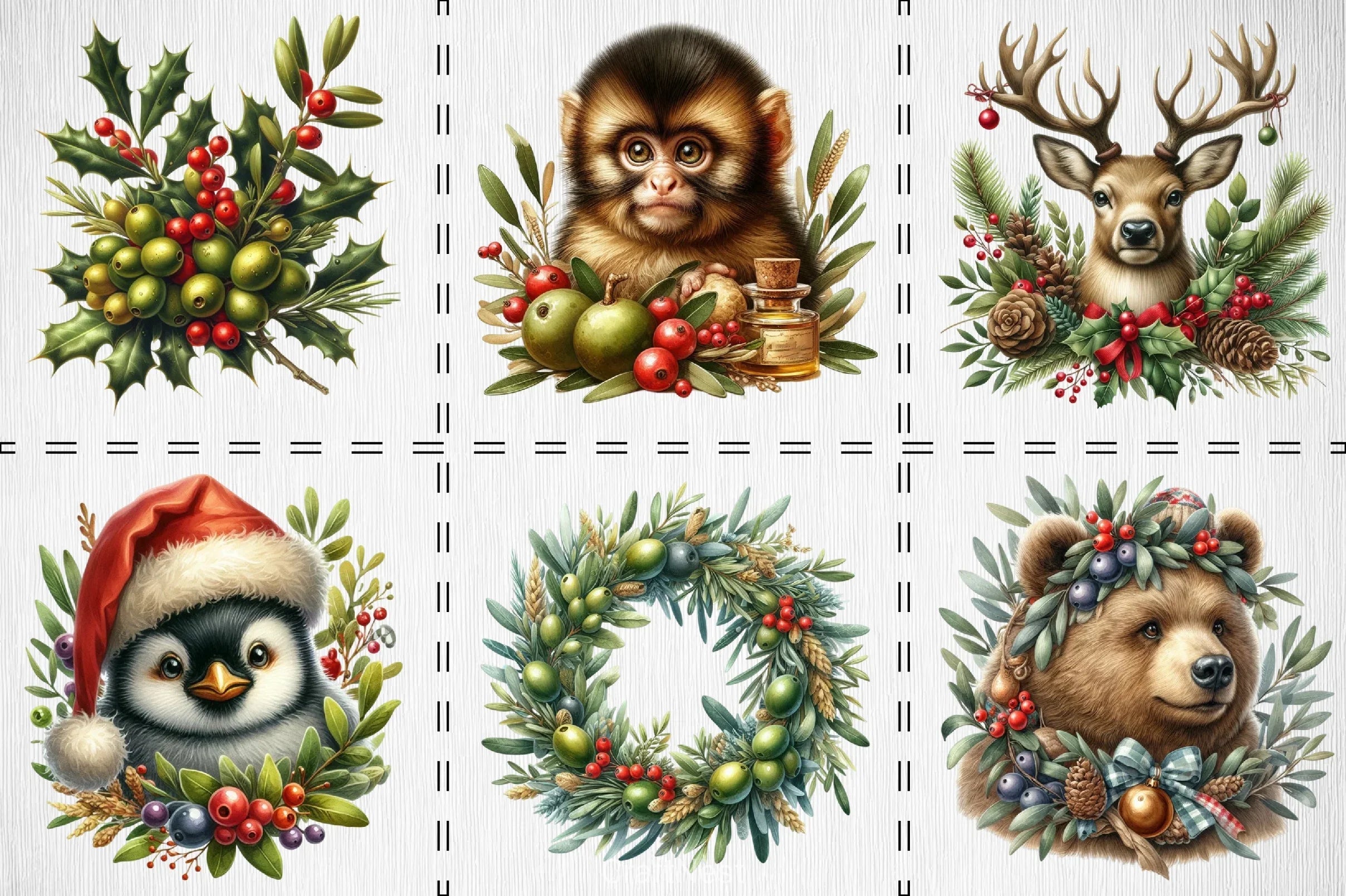 Olive Rustic Christmas Clipart Bundle - CraftNest - Digital Crafting and Art