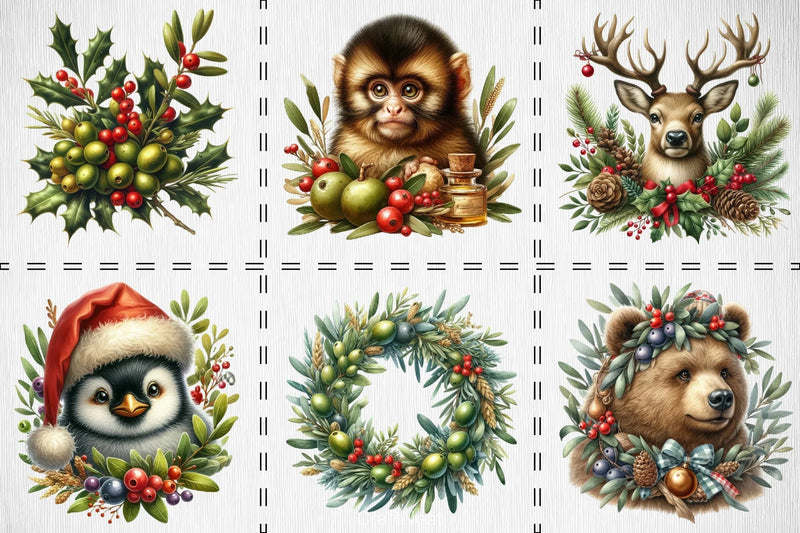Olive Rustic Christmas Clipart Bundle - CraftNest - Digital Crafting and Art