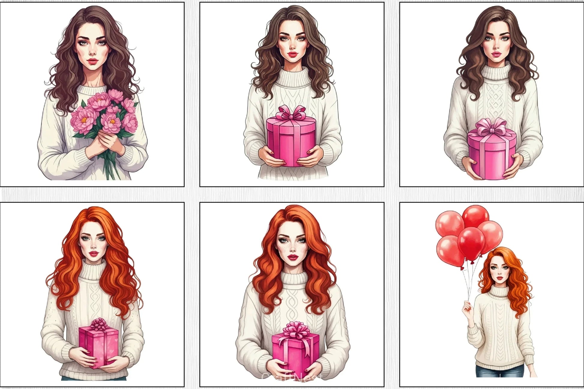 Valentine Girl Clipart Bundle 1 - CraftNest - Digital Crafting and Art
