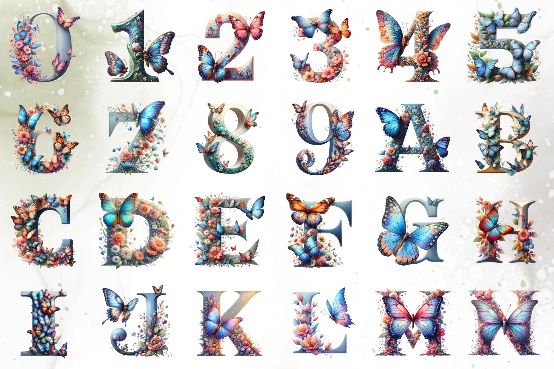 Butterfly Alphabet Clipart Bundle - CraftNest - Digital Crafting and Art