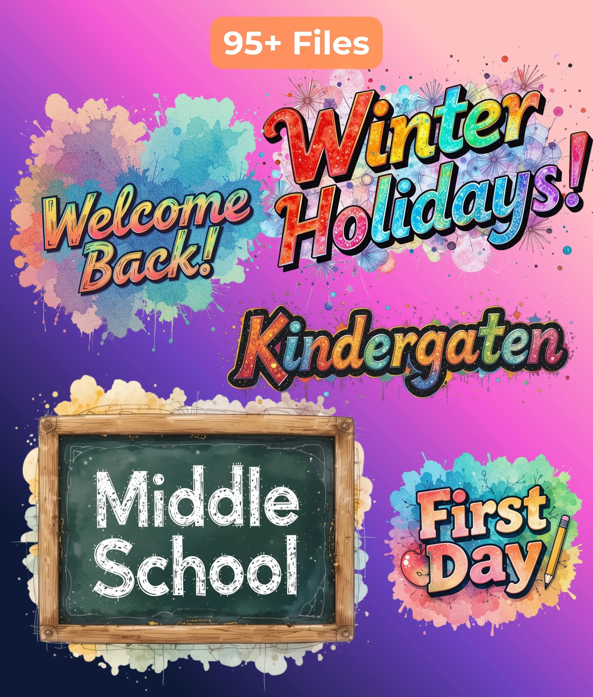Retro Back to School Clipart Bundle - CraftNest - Digital Crafting and Art
