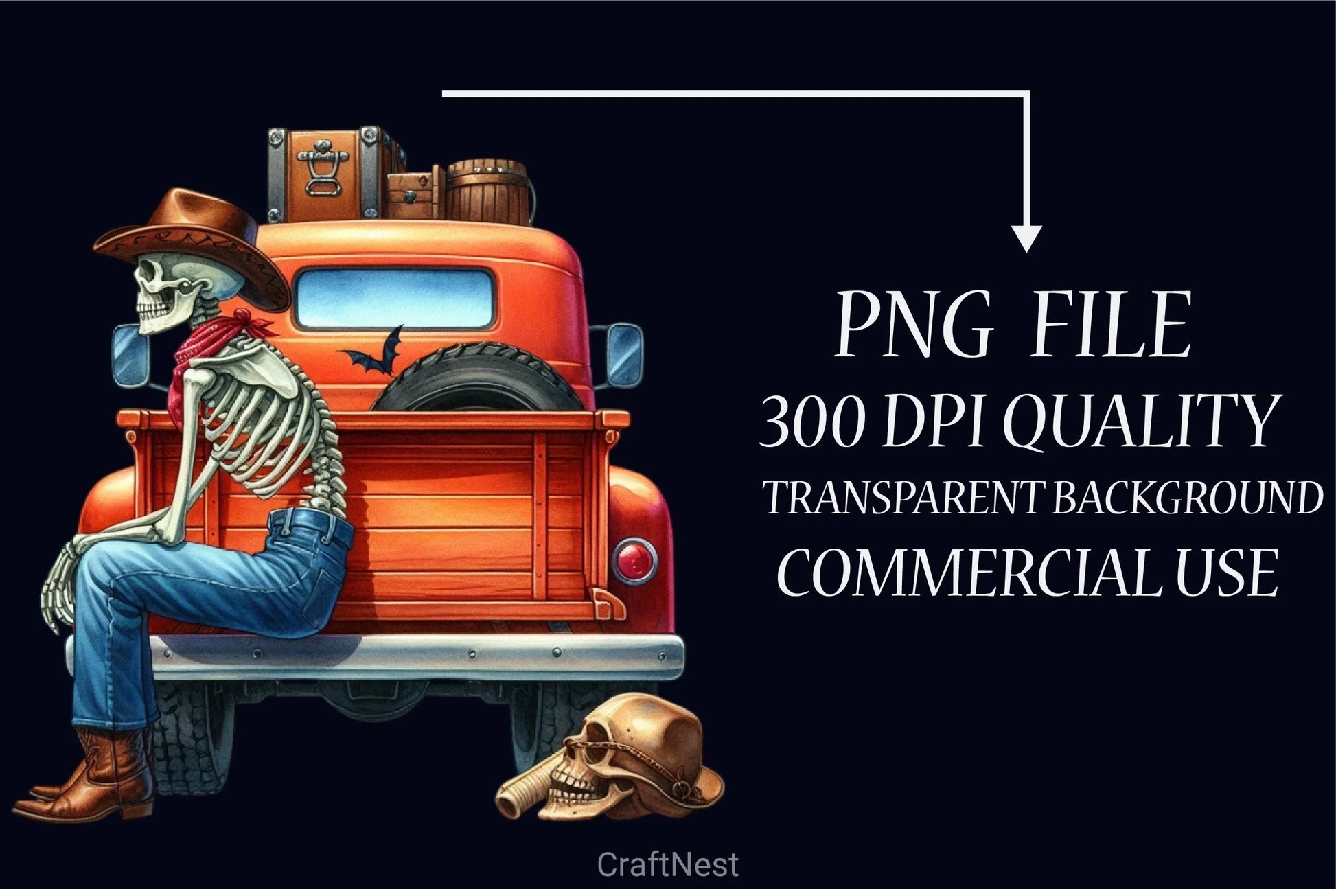 Skeleton Cowboy Truck Clipart Bundle - CraftNest - Digital Crafting and Art