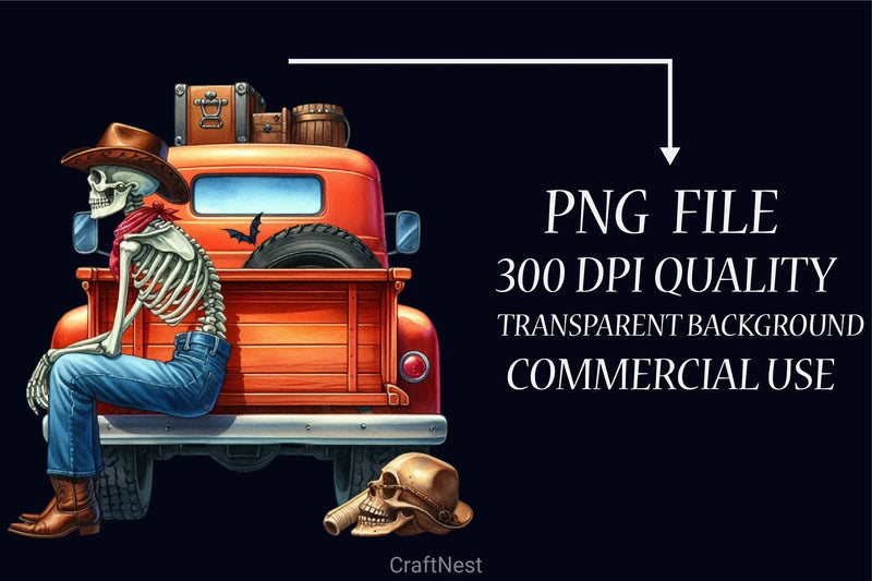 Skeleton Cowboy Truck Clipart Bundle - CraftNest - Digital Crafting and Art