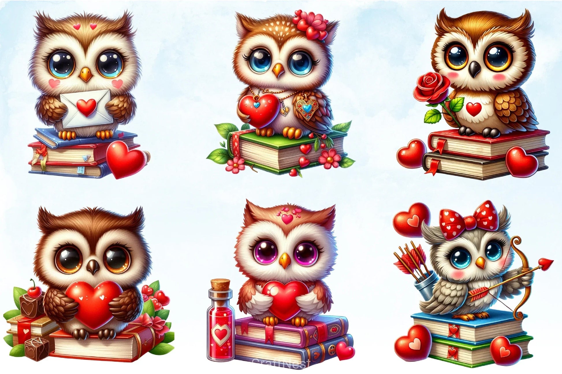 Cute Valentine Owl Clipart Bundle - CraftNest - Digital Crafting and Art