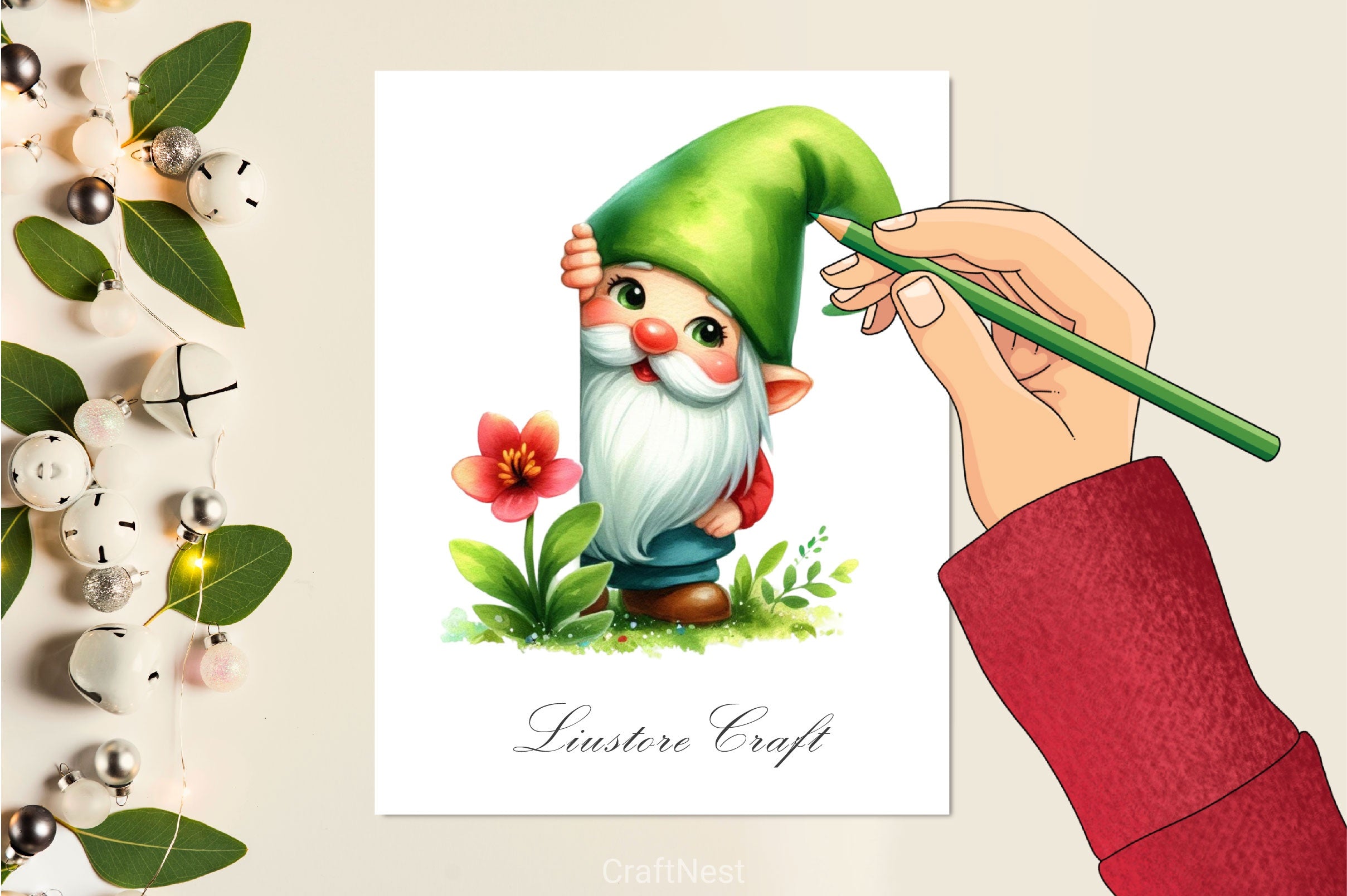 Gnome Peeking Around Corner Clipart Bundle