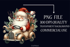 Santa Truck Christmas Clipart Bundle - CraftNest - Digital Crafting and Art