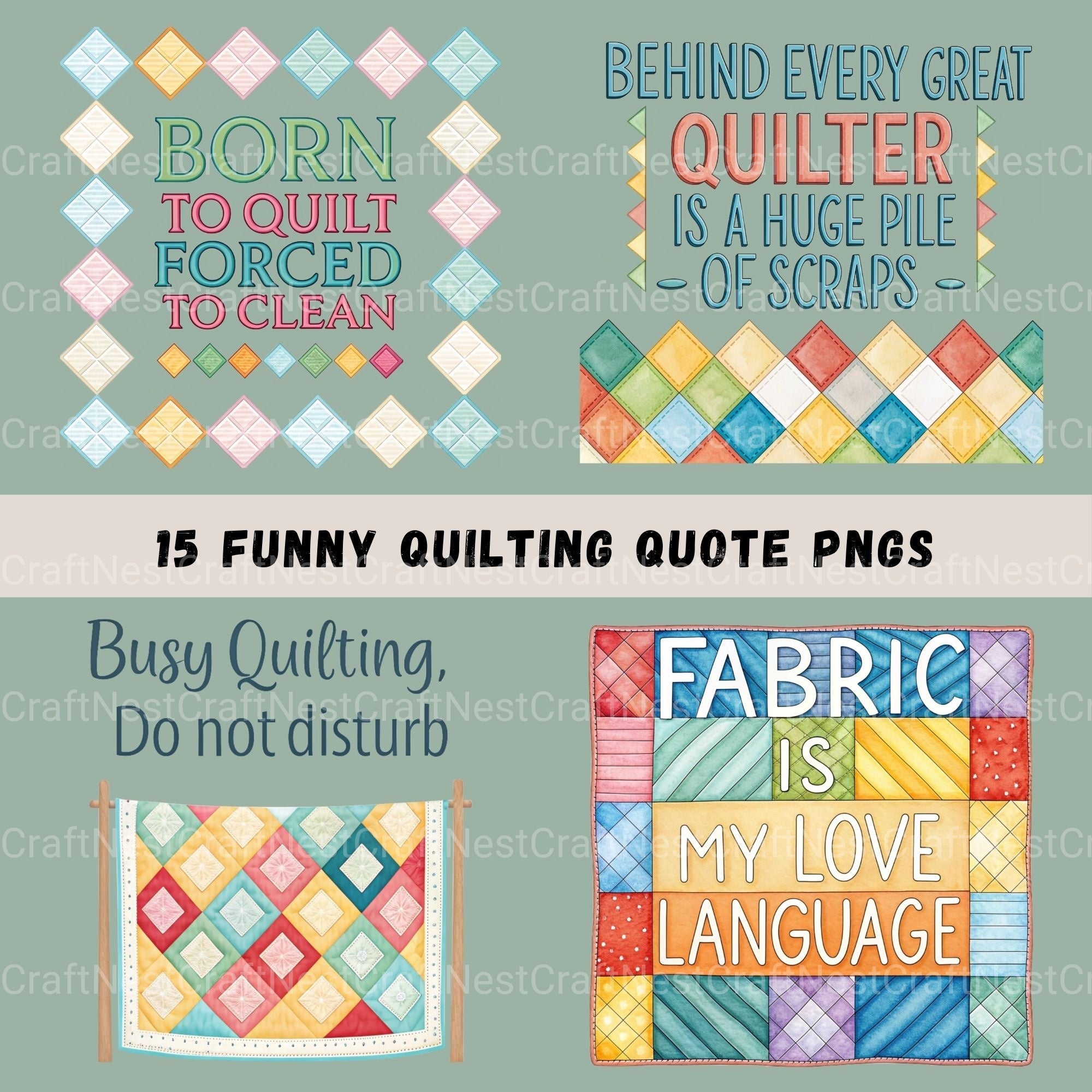 Quilter Quotes Clipart Bundle