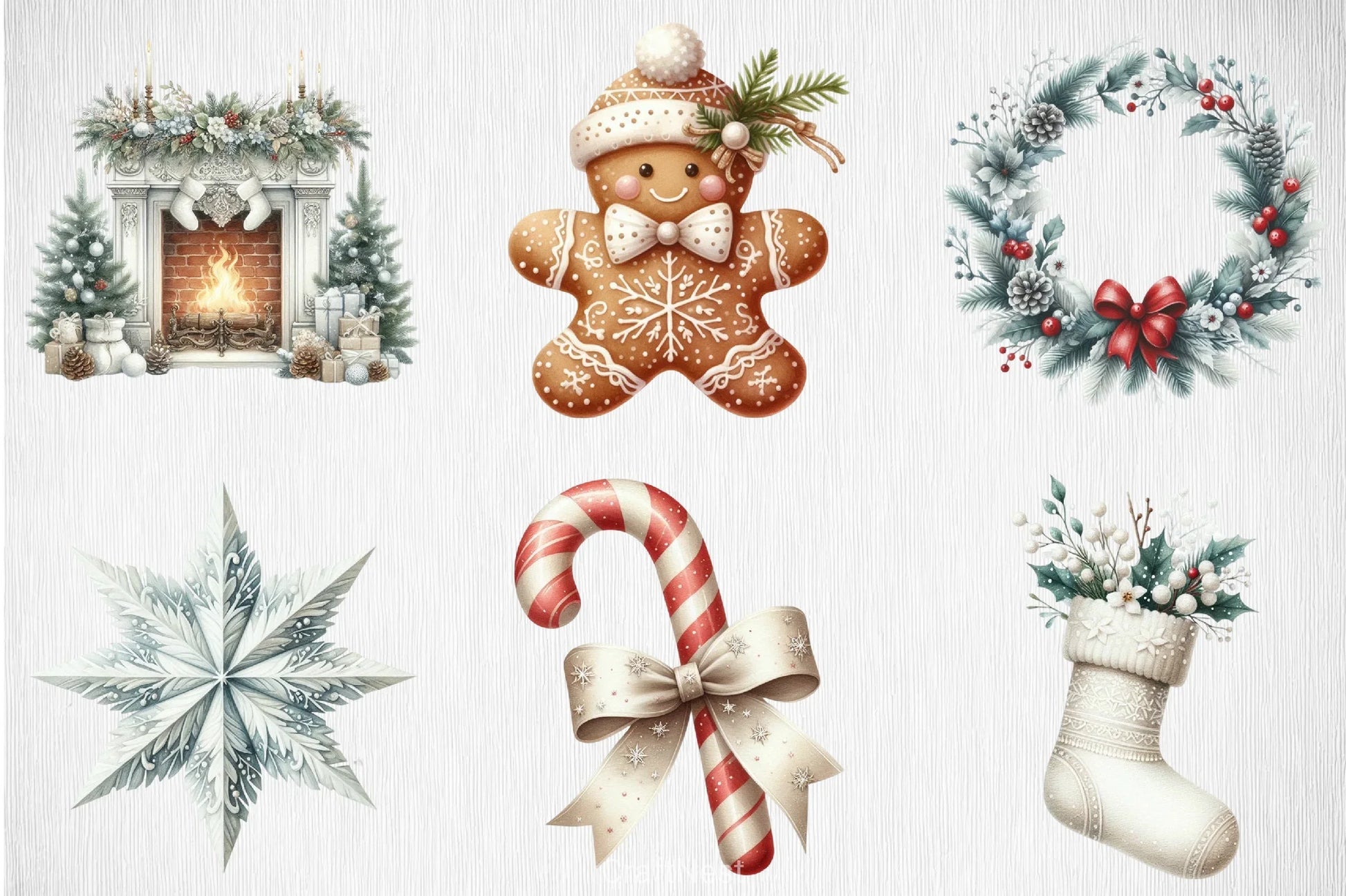 White Chic Christmas Clipart Bundle 24 - CraftNest - Digital Crafting and Art