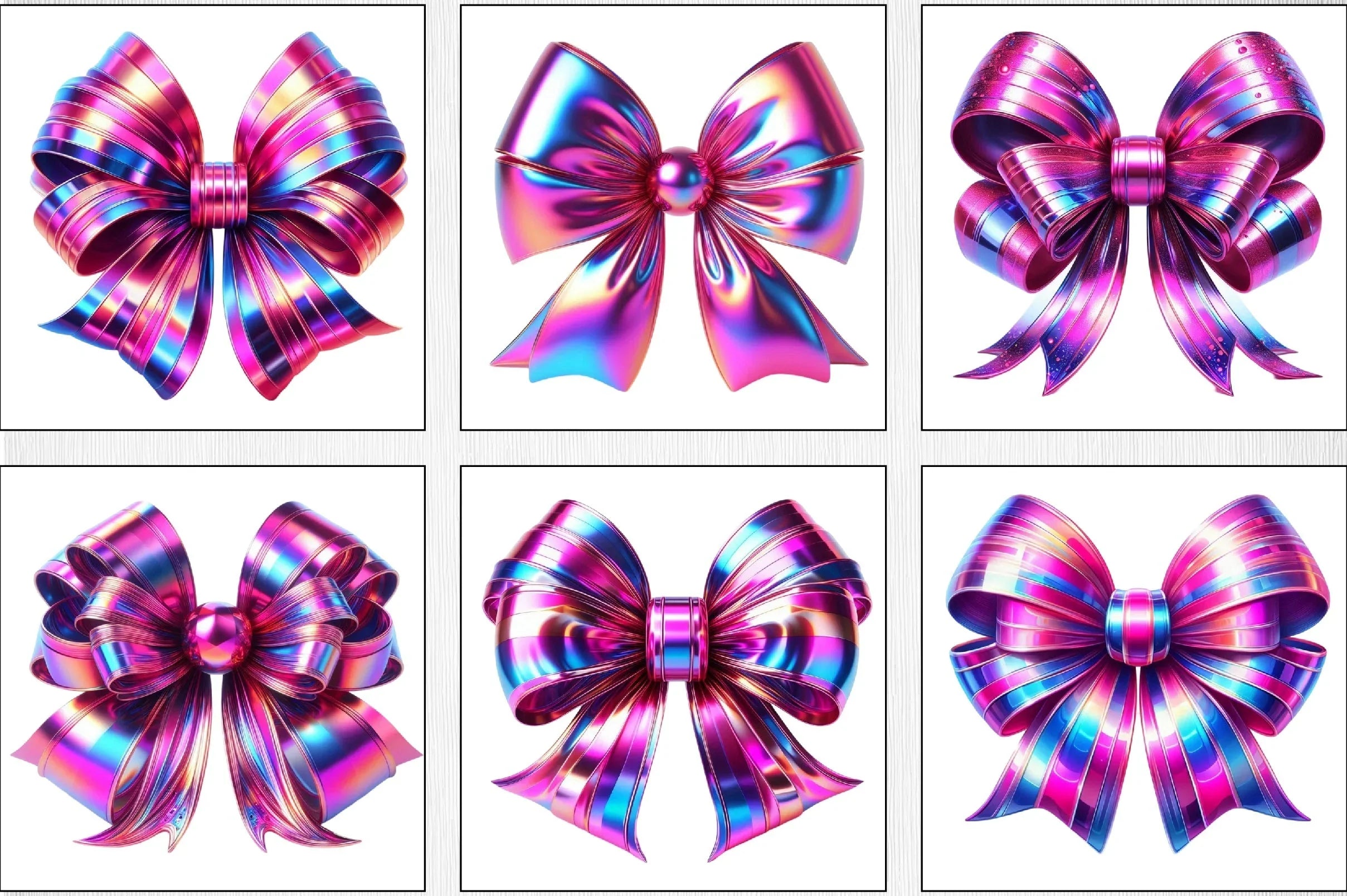 Shiny Pink & Purple Bow Clipart Bundle - CraftNest - Digital Crafting and Art