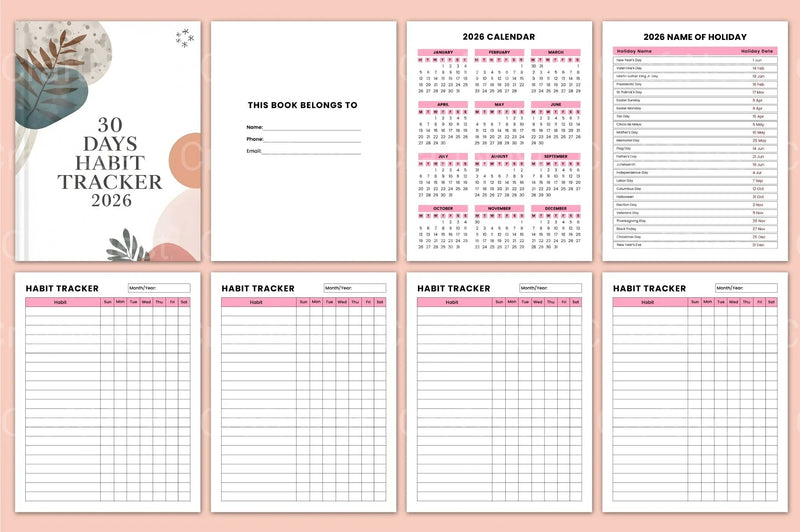 Days Habit Tracker: Boost Your Productivity - CraftNest - Digital Crafting and Art
