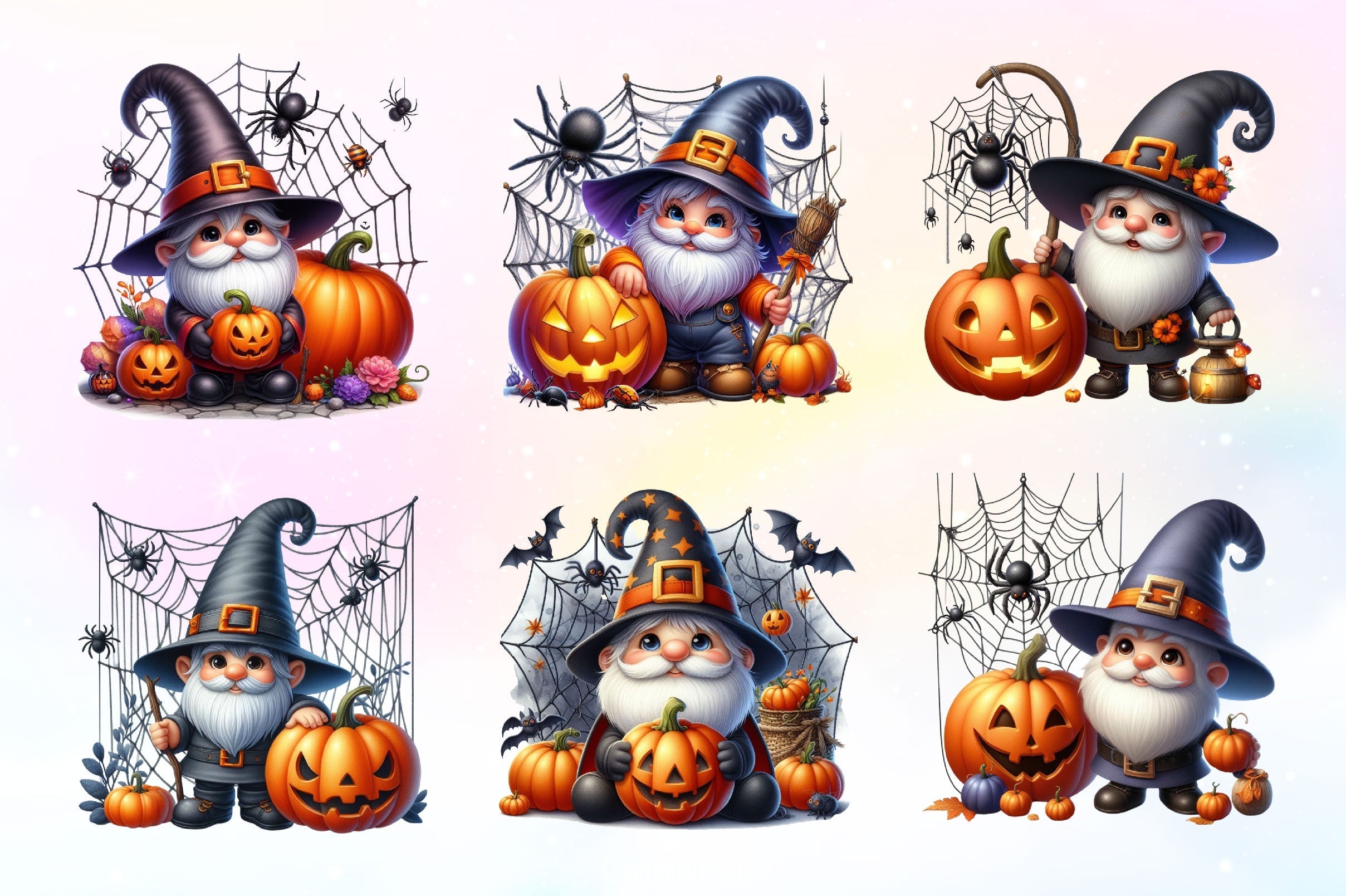 Cute Halloween Gnome Clipart Bundle