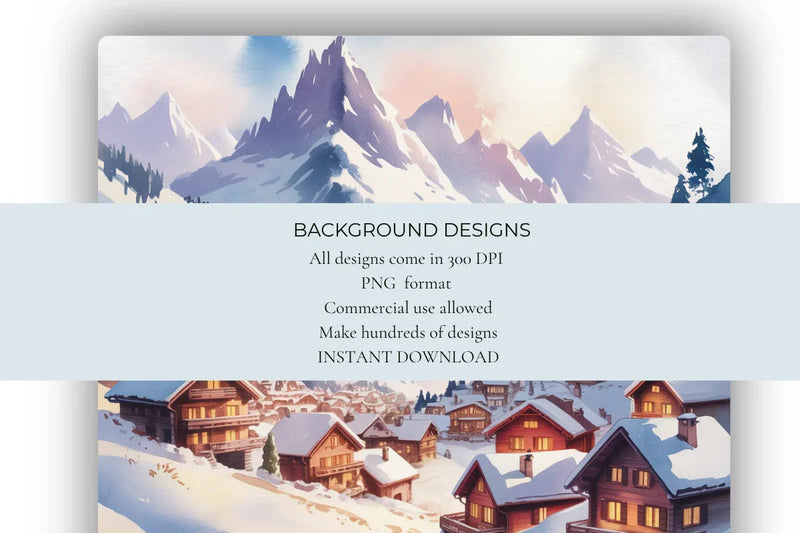 Snowy Mountain Villages Background Papers - CraftNest - Digital Crafting and Art