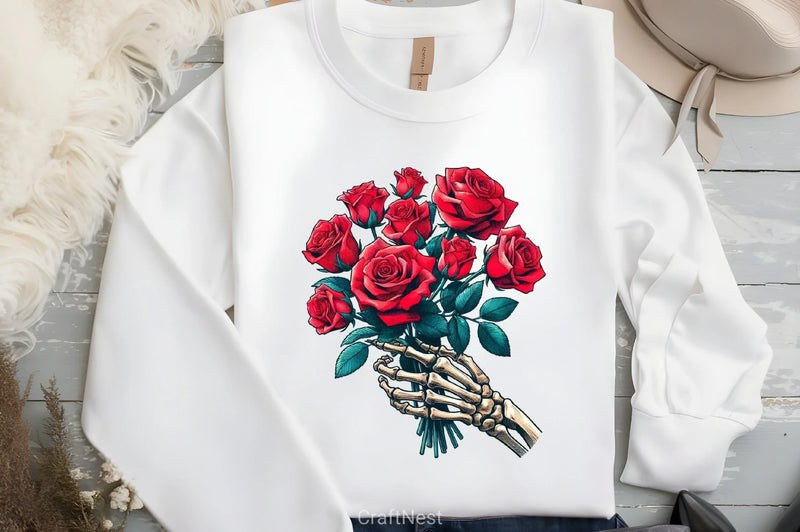 Roses Bouquet Skeleton Hand Clipart Bundle 2 - CraftNest - Digital Crafting and Art