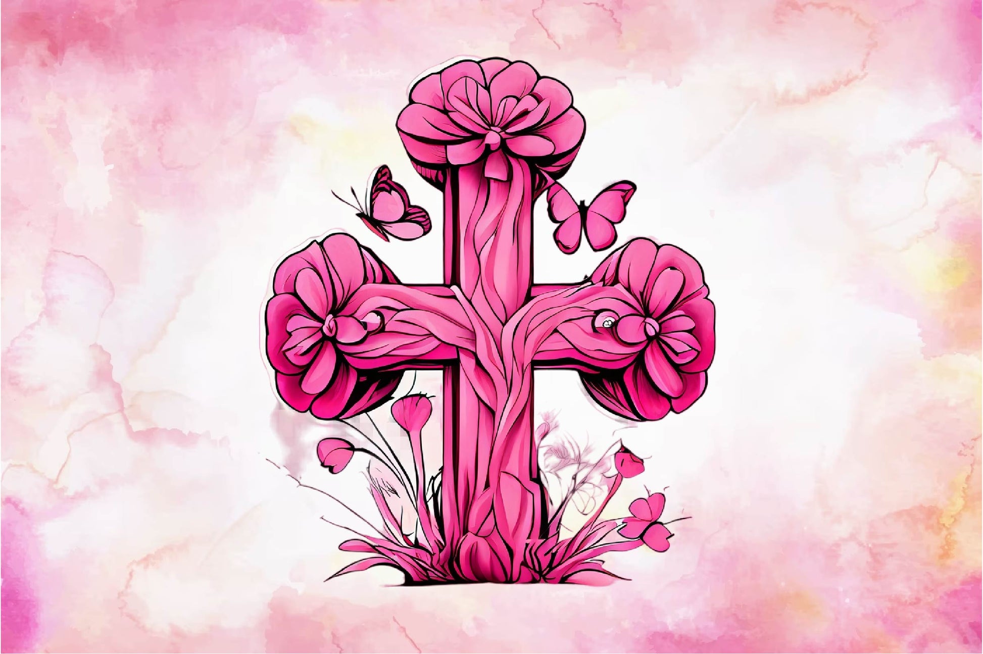 Pink Cross Flower Butterfly Clipart Bundle - CraftNest - Digital Crafting and Art