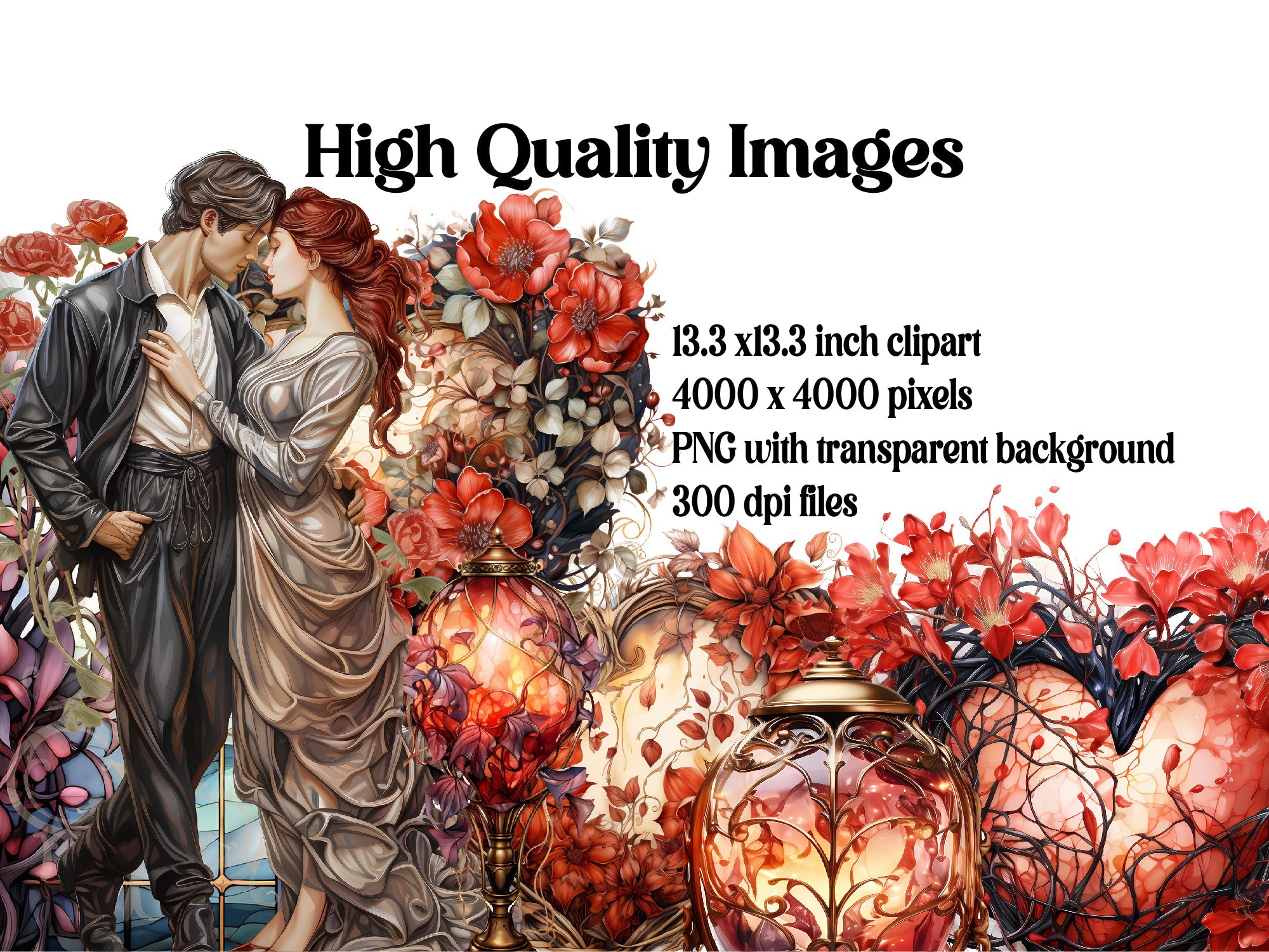 Valentine Art Nouveau Clipart - CraftNest