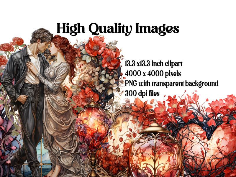 Valentine Art Nouveau Clipart - CraftNest