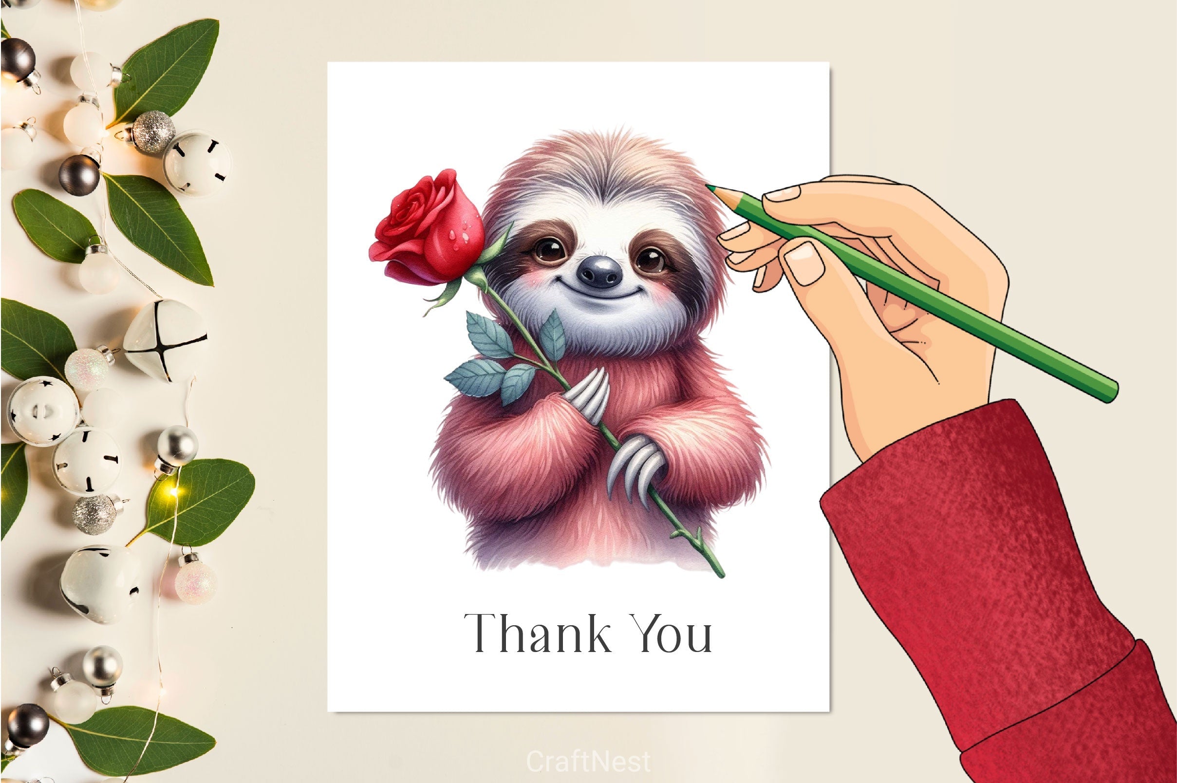 Cute Valentine Sloth Clipart Bundle