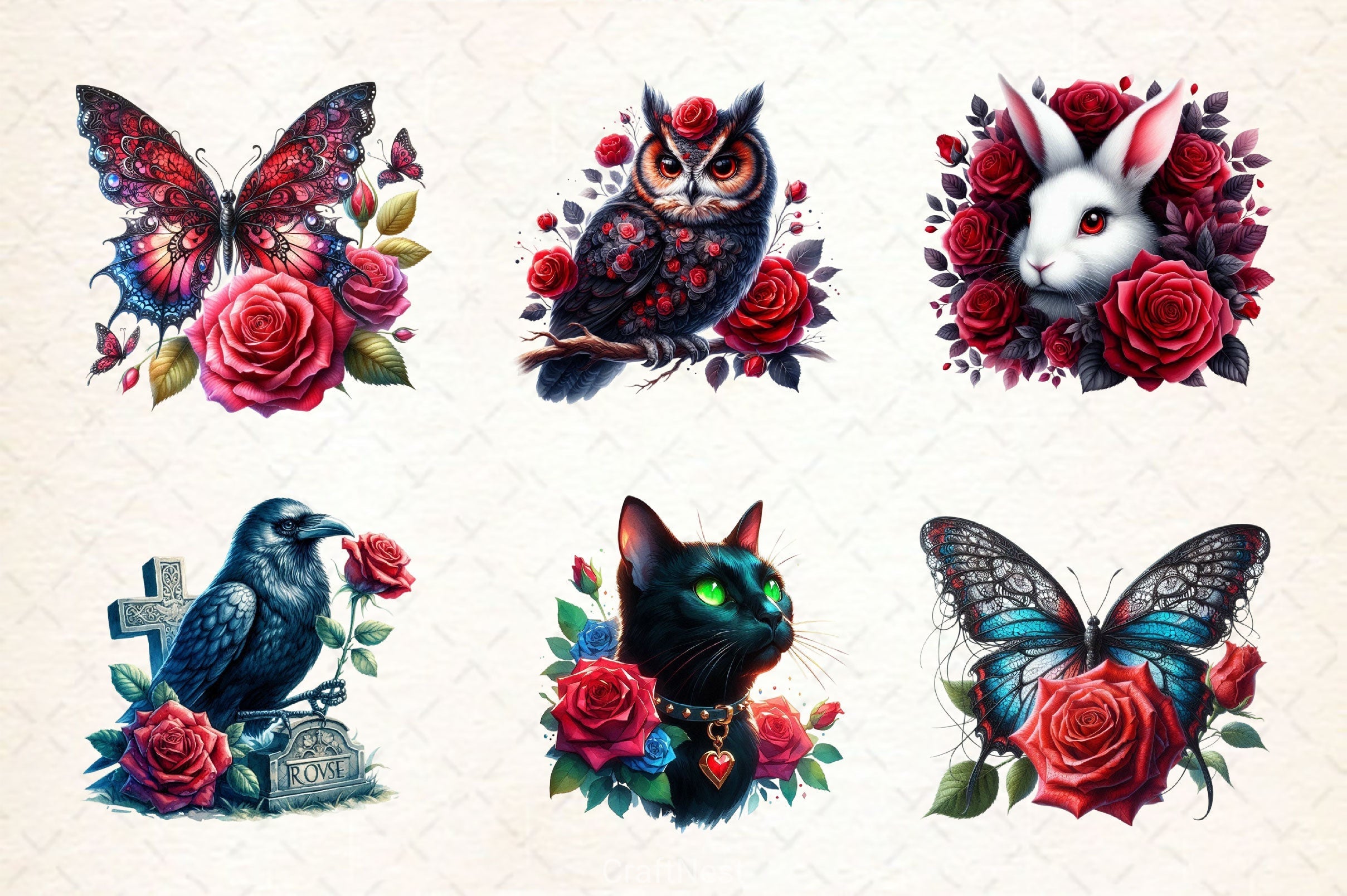Gothic Animals Clipart Bundle 2