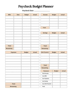 Paycheck Budget Planner for Effective Financial Management - CraftNest - Digital Crafting and Art