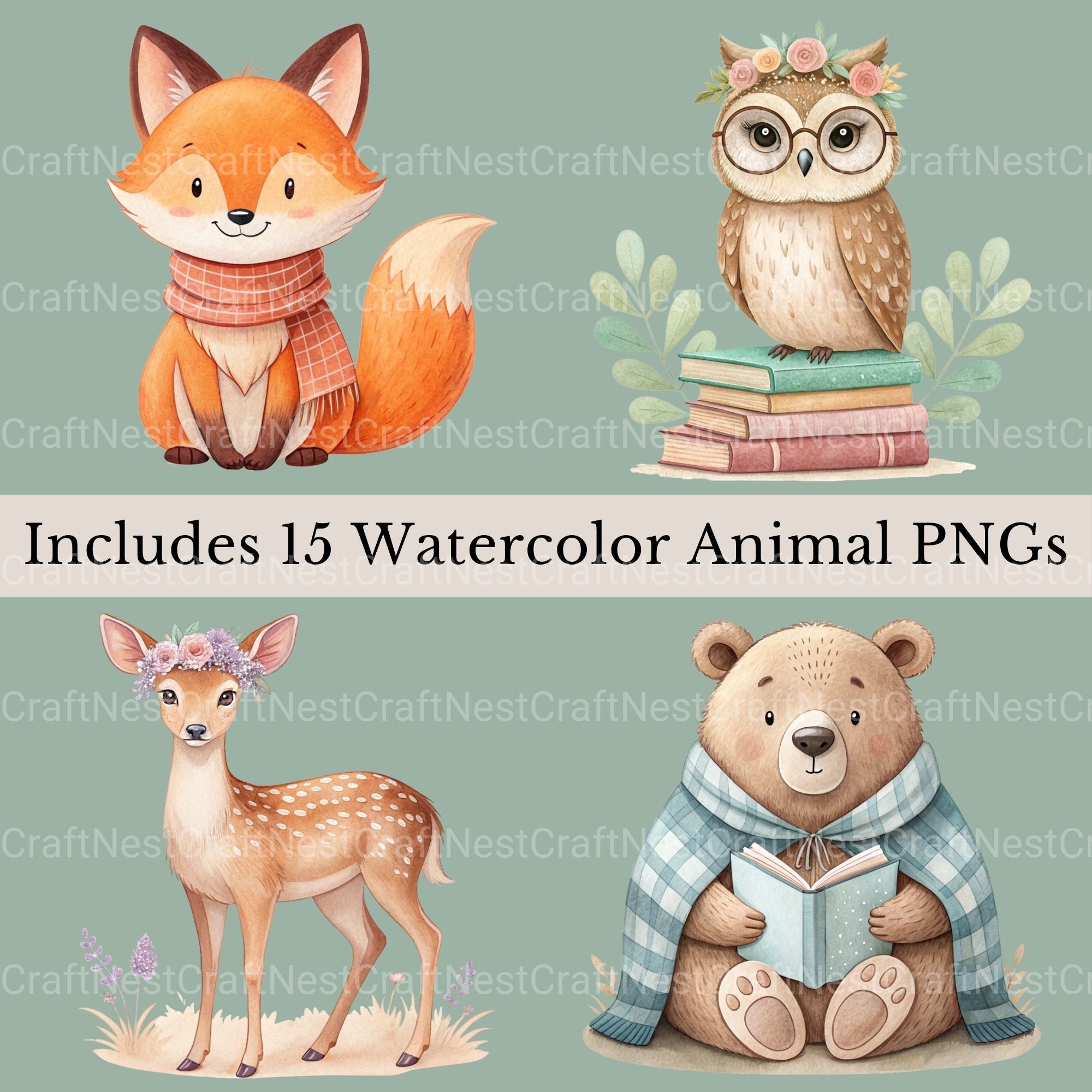 Woodland Animals 3 Clipart Bundle