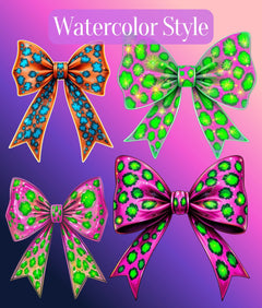 Neon Leopard Print Bow Clipart Bundle - CraftNest - Digital Crafting and Art