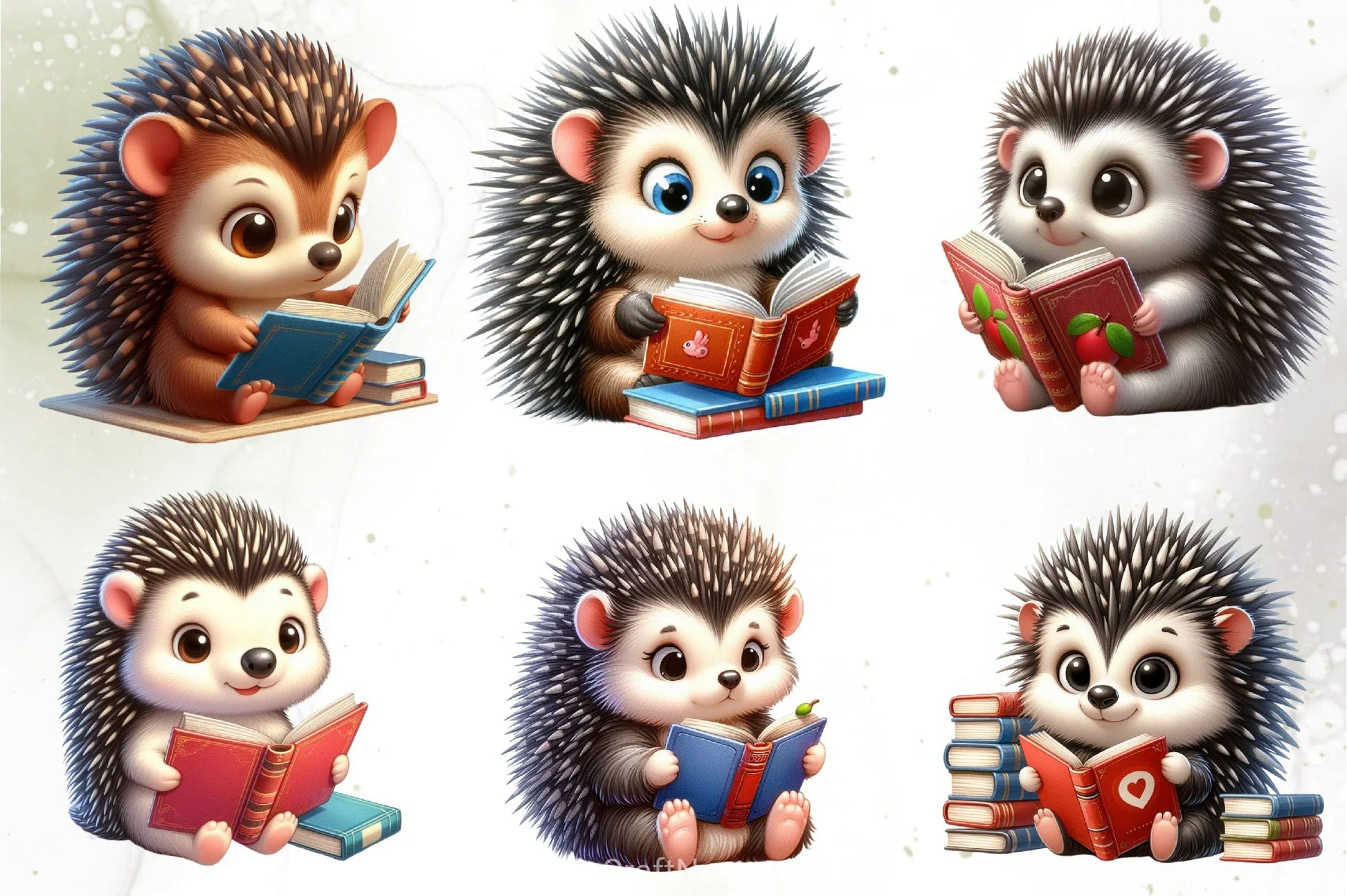 Cute Hedgehog Reading Clipart Bundle - CraftNest - Digital Crafting and Art