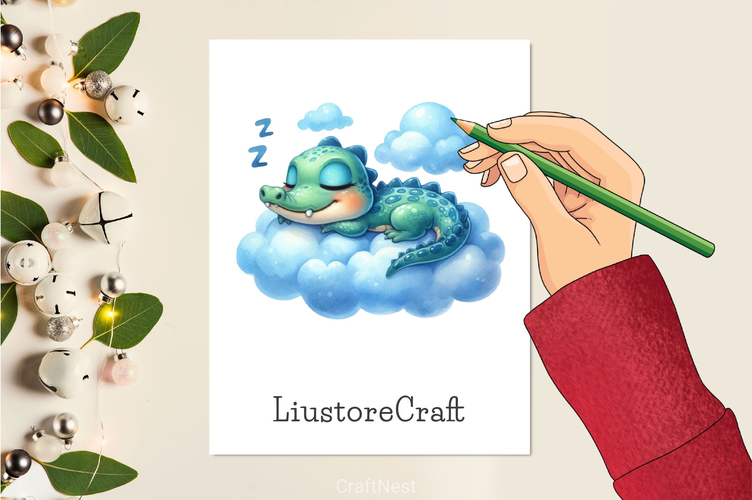 Blue Baby Animals Sleeping Clipart Bundle