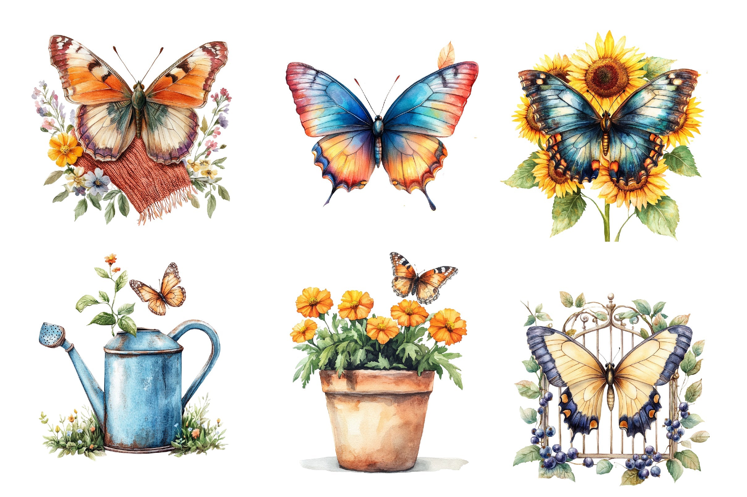 Fall Butterfly Garden Clipart Bundle 1 - CraftNest - Digital Crafting and Art