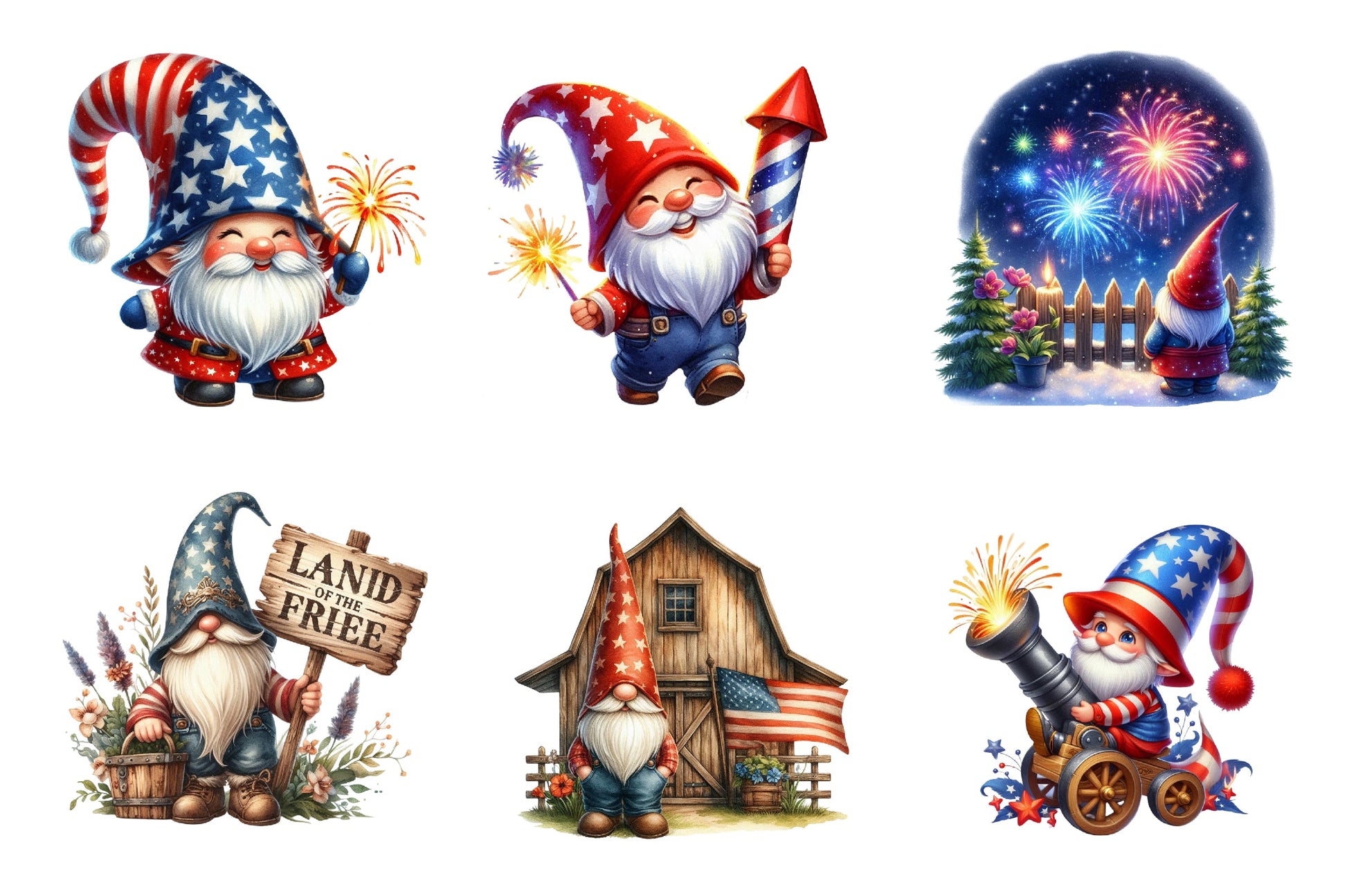 Patriotic Gnome Clipart Bundle - CraftNest - Digital Crafting and Art