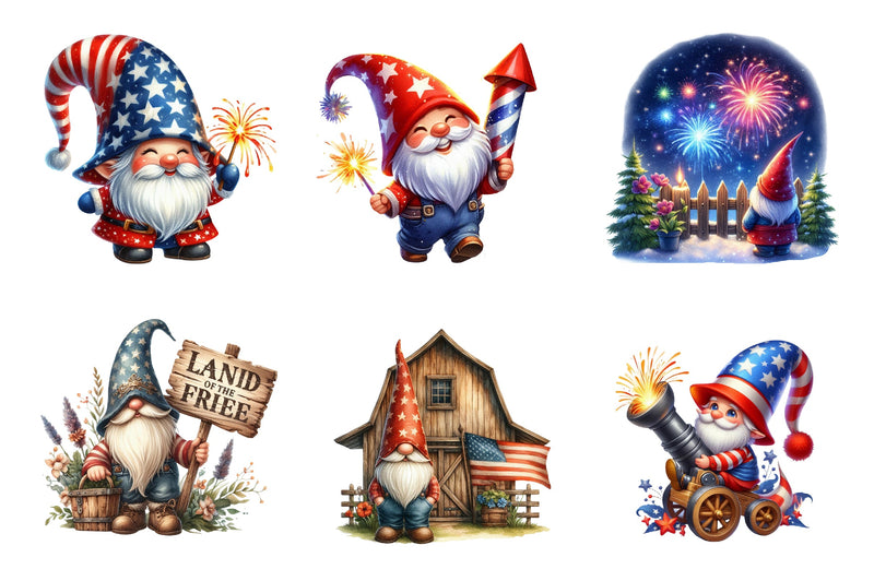 Patriotic Gnome Clipart Bundle - CraftNest - Digital Crafting and Art