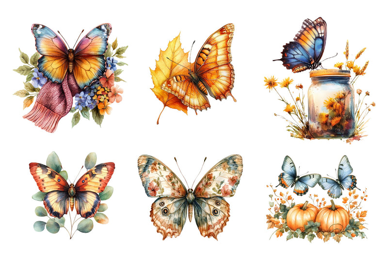 Fall Butterfly Garden Clipart Bundle 1 - CraftNest - Digital Crafting and Art