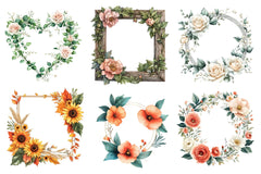 Floral Frames Clipart Bundle - CraftNest - Digital Crafting and Art