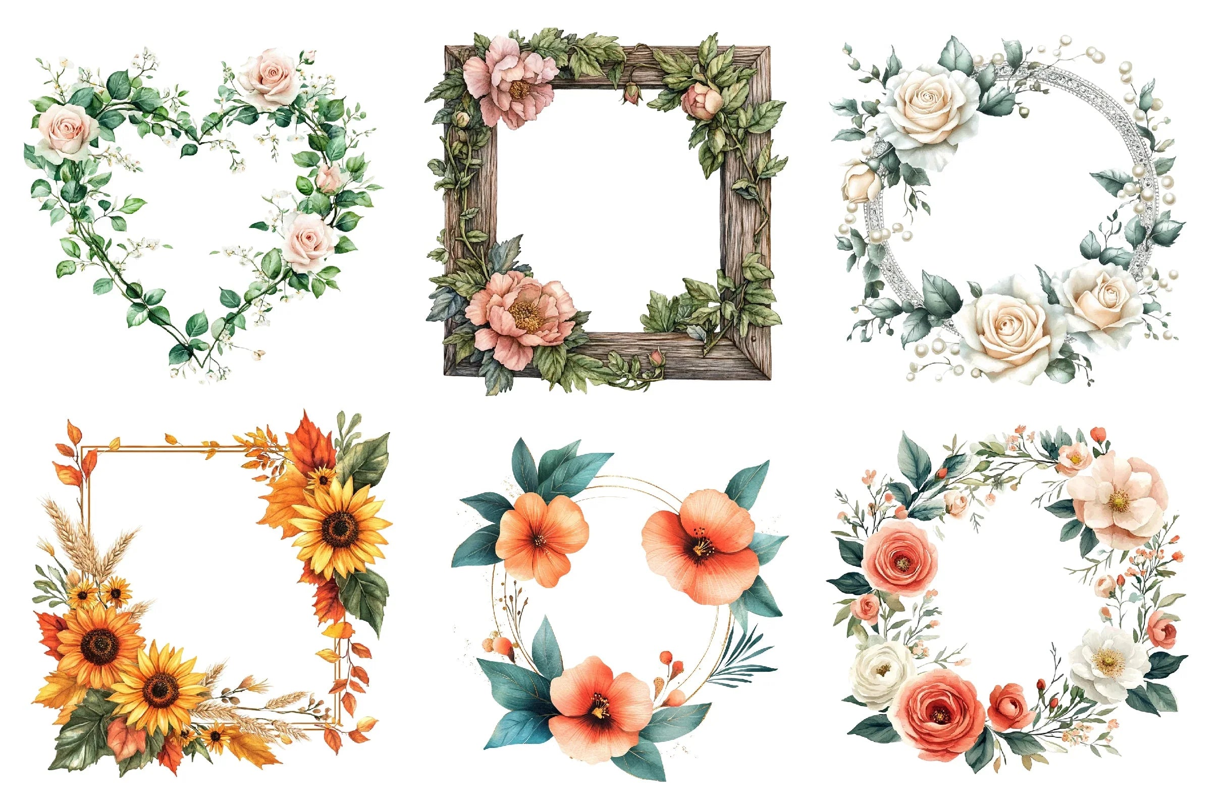 Floral Frames Clipart Bundle - CraftNest - Digital Crafting and Art