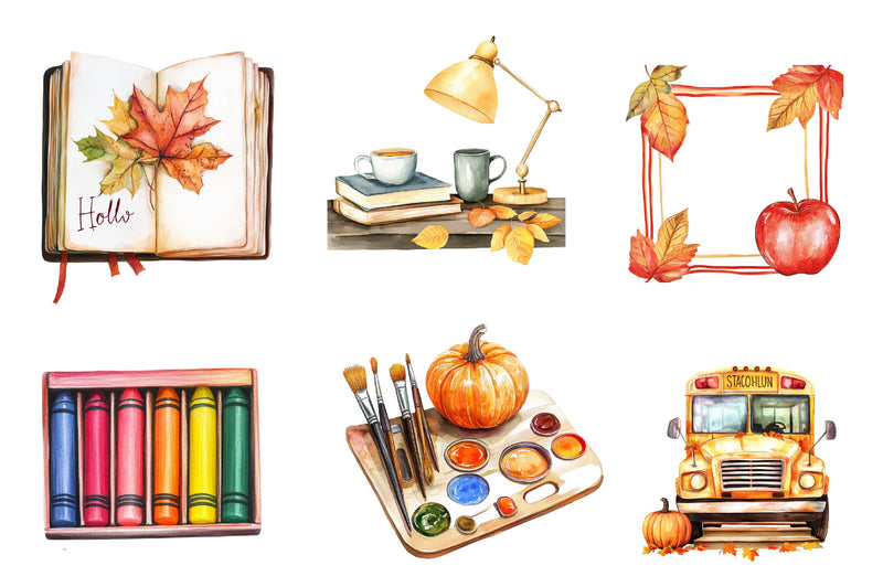 Autumn Back To School Clipart Bundle - CraftNest - Digital Crafting and Art
