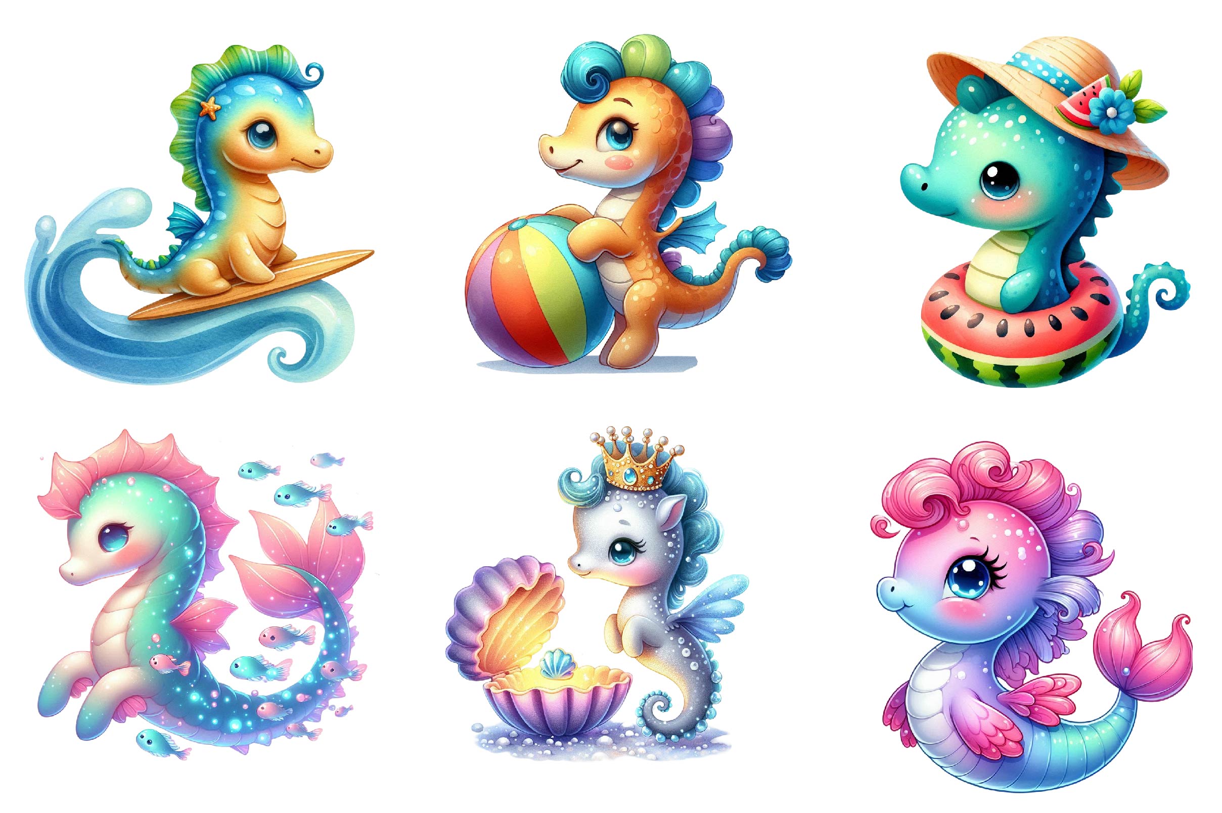 Summer Sea Horse Clipart Bundle - CraftNest - Digital Crafting and Art