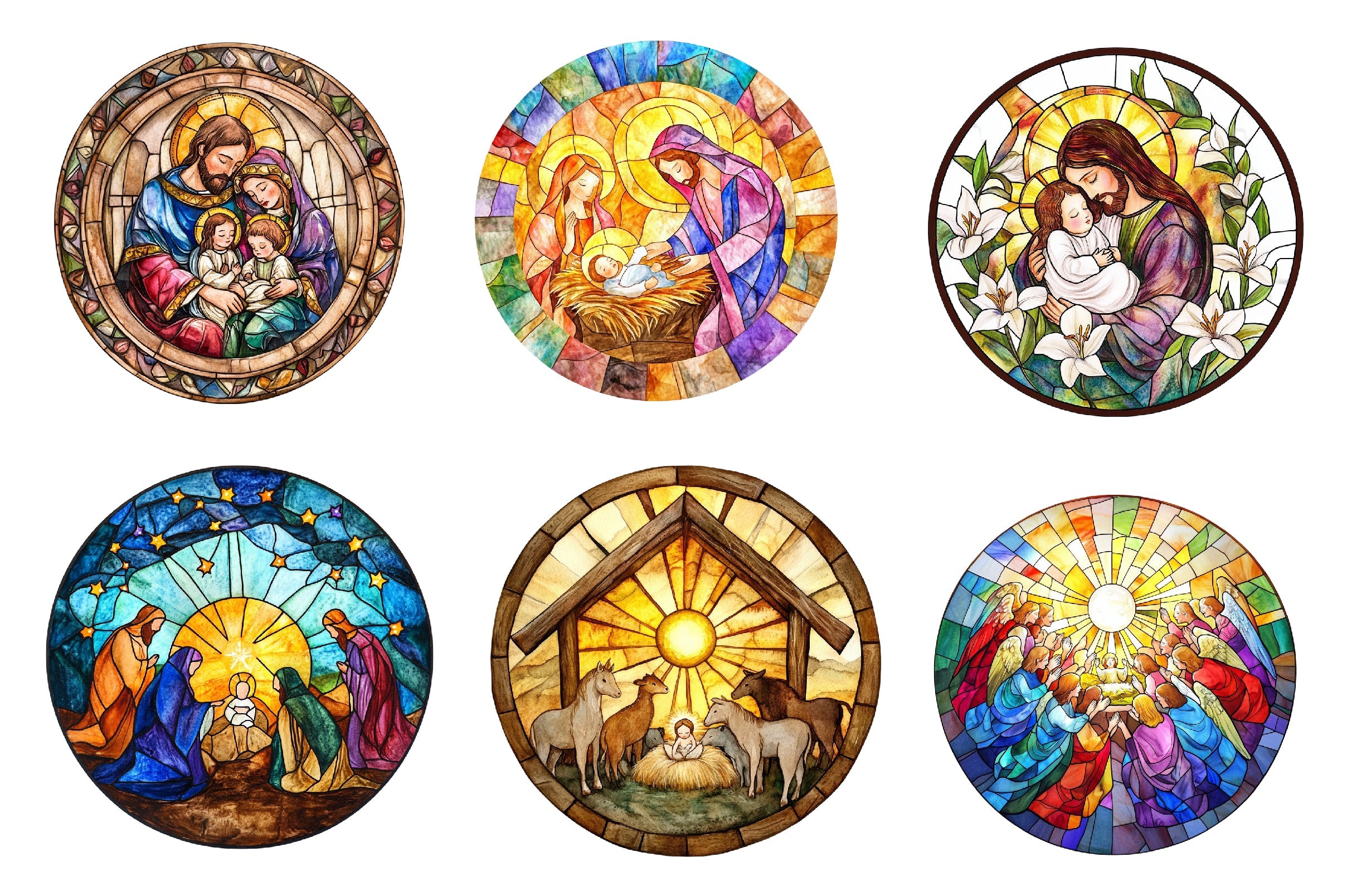 Round Stained Glass Nativity Clipart Bundle - CraftNest - Digital Crafting and Art