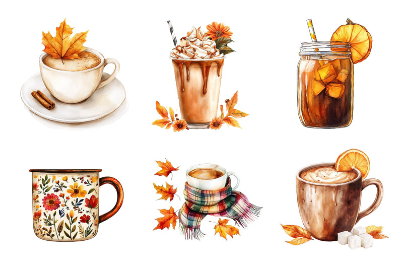 Fall Coffee Clipart Bundle - CraftNest - Digital Crafting and Art