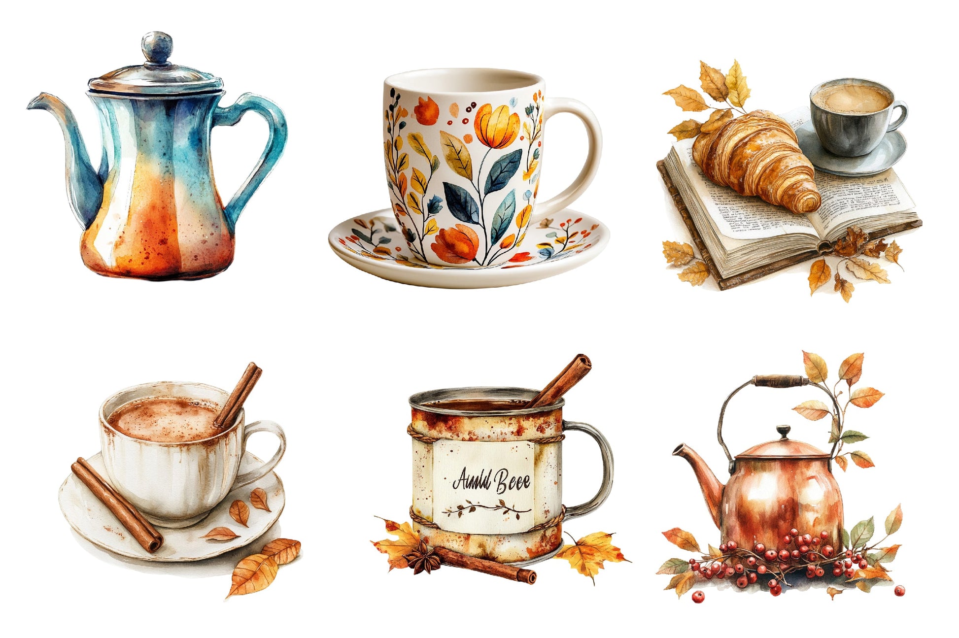 Vintage Autumn Coffee Clipart Bundle - CraftNest - Digital Crafting and Art