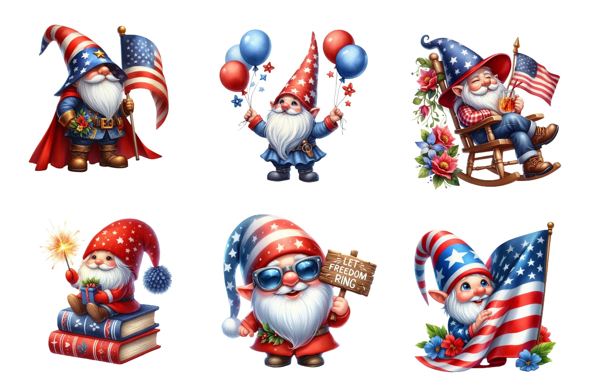 Patriotic Gnome Clipart Bundle - CraftNest - Digital Crafting and Art