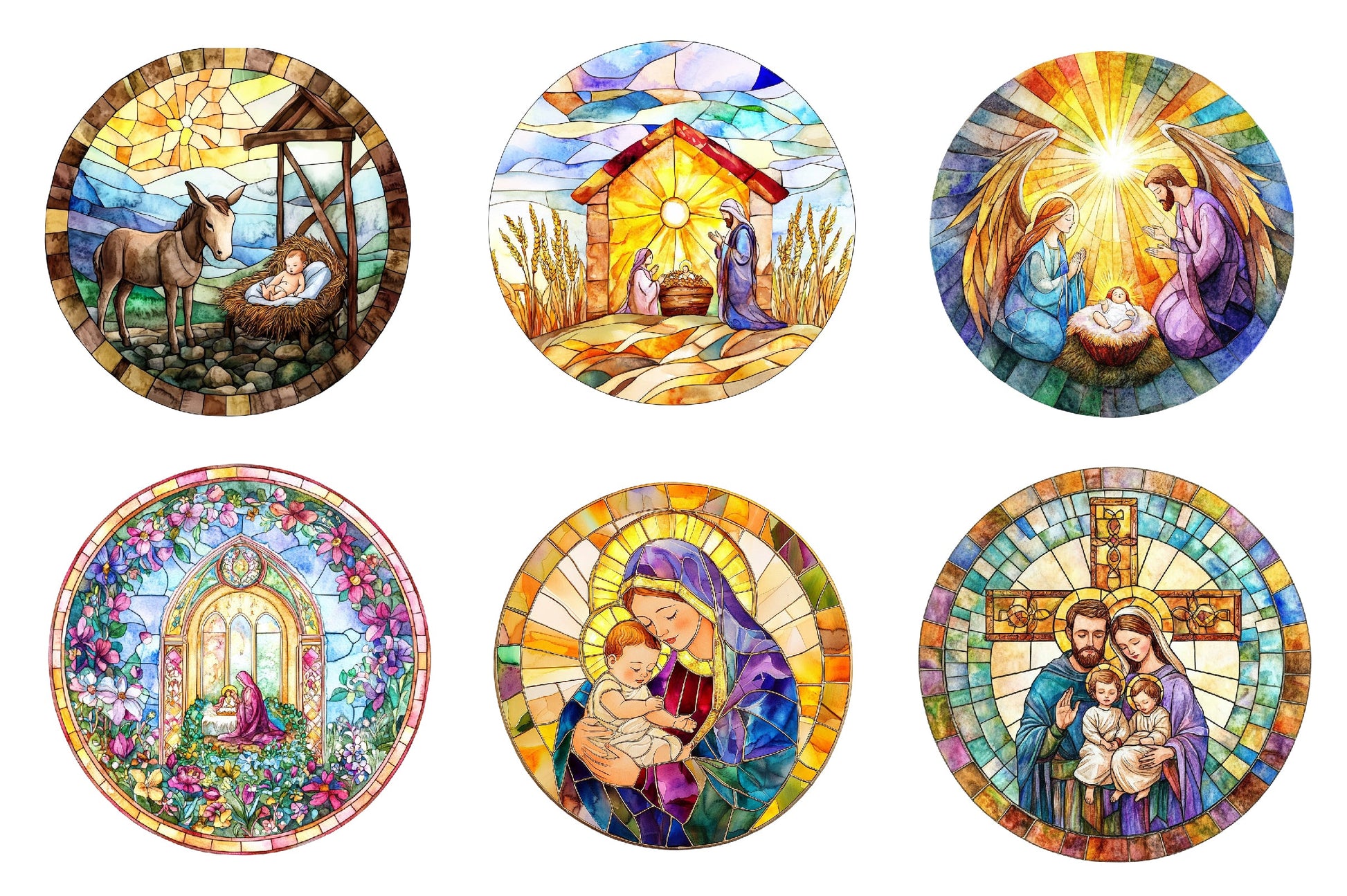 Round Stained Glass Nativity Clipart Bundle - CraftNest - Digital Crafting and Art